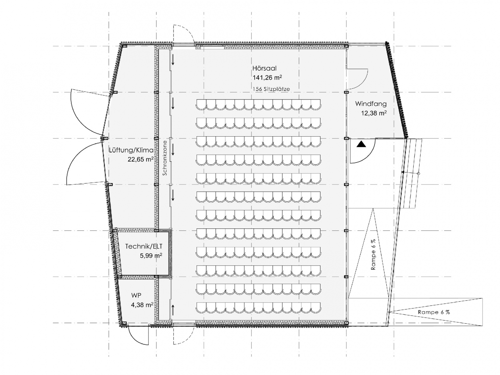 Neubau eines Hörsaals in Holztafelbauweise